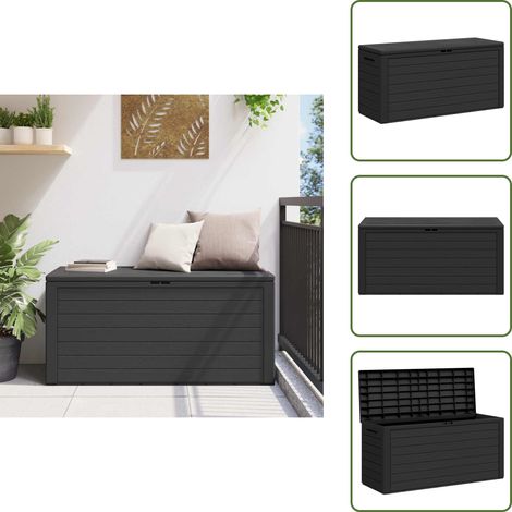 Boîte de rangement de jardin Anthracite 116x44x55 cm - Boîte De Rangement Jardin - Coffre De Rangement Extérieur - Rangement Jardin - Polypropylène - Boîte À Outils