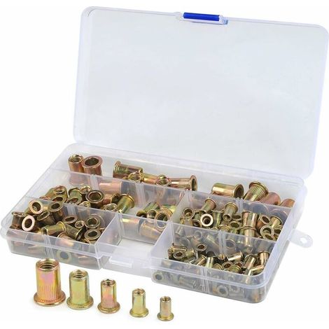 Ahlsen 165Pcs Ensemble D'Écrous Rivetés En Acier Au Carbone Galvanisé M3 / M4 / M5 / M6 / M8 (1/5)