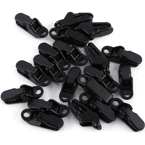 20 schwarze Backenklemmen für Campingzelte, für optimale Befestigung im Freien. (1/5)