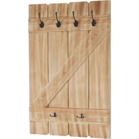 Perchero de pared con 6 ganchos 91x60cm madera de pino 040001010 (1/5)