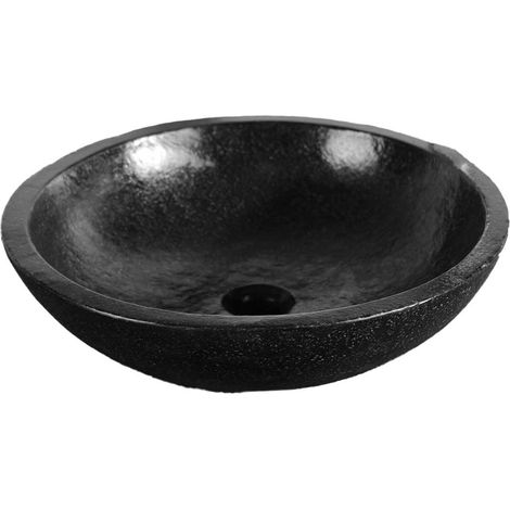 Vasque à poser ronde en Terrazzo noire pour salle de bain lavabo et lave main (1/5)