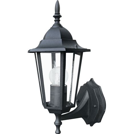 "Applique da esterno MILANO in alluminio nero con diffusore in vetro IP44"
