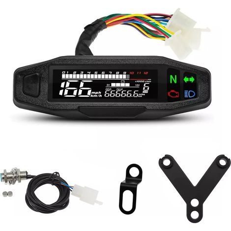 Universal Motorcycle Digital Tachometer Digital Speedometer LCD Display Carburetor Kilometer Meter with Sensor (1/5)