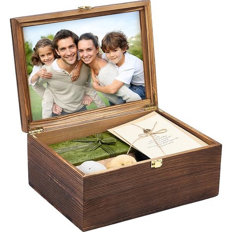 Boîte de Souvenir en Bois de Noix de Coco Marron Arbre de Vie Grand Boîte à Mémoire avec Couvercle à Charnière Boîte de Stockage Décor avec Séparateur pour Artisanat et Photo 30x22x13.7cm (1/5)