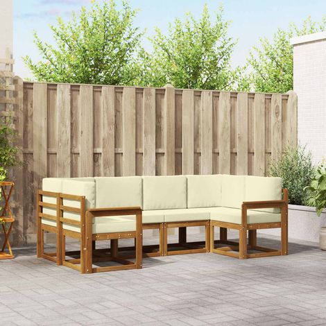 Outdoor-Sofagarnitur mit Kissen 6 pcs Natur und Creme