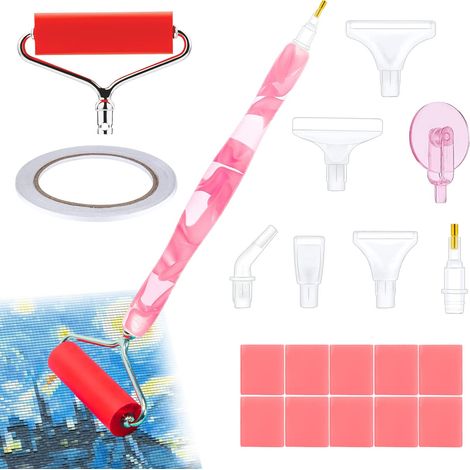 Stylo de Peinture au Diamant Outils Plastique Diamant Broderie Stylo Art Point Perceuse Stylo Outil, DIY 5D Diamond Painting Pen Resin, Diamond Art Roller Accessories and Tools Set (1/5)