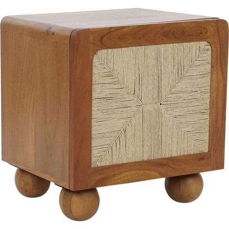 Table de chevet en rotin et bois d'acacia élégant - Acacia teinté miel avec rotin tressé (1/5)