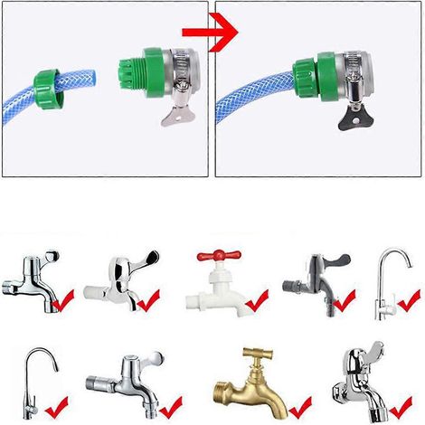 Raccord rapide en plastique pour robinet de lavage de voiture, compatible avec 5 tuyaux d'arrosage. (1/5)
