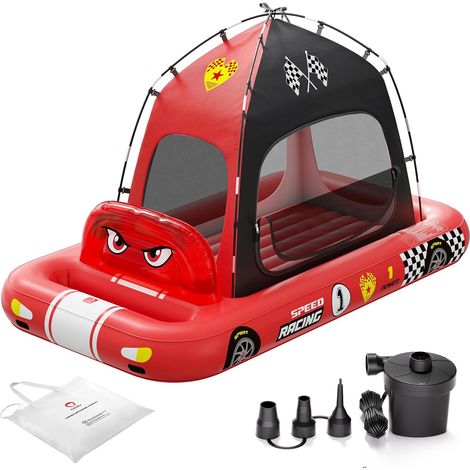 Matelas gonflable voiture de course pour enfants avec tente et pompe, matelas gonflable portable pour la maison, les voyages et le camping, à partir de 3 ans (1/5)