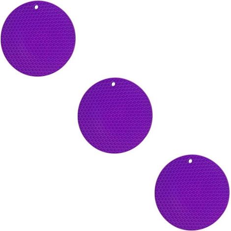 Set mit 3 rutschfesten Silikon-Tischsets, hitzebeständig und isolierend, lila (1/5)