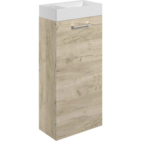 Signature Aalborg Floor Standing 1-Door Vanity Unit with Basin 405mm Wide - Oak (1/4)