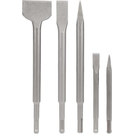 ALLIANDISBurin SDS Lot de 5 Burins avec 2 Burin Pointu et 3 Burins Plats, Outil de Forage pour Béton (1/5)
