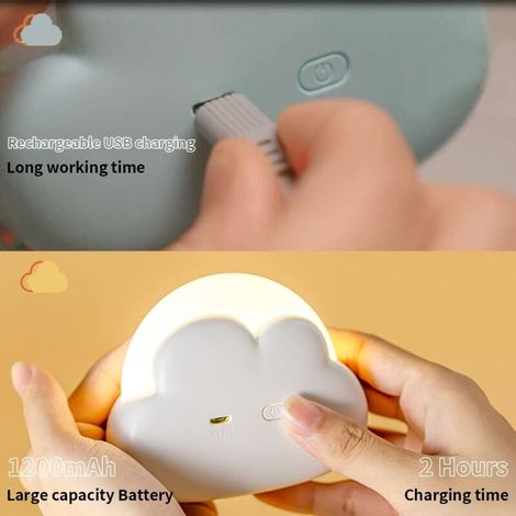 Tragbares, wiederaufladbares LED-Nachtlicht für Kinder, Baby-Nachtlicht mit über USB einstellbarer Helligkeit, Geschenk für Kinder, Reisegeschenk für Jungen und Mädchen (Weiß) (1/4)