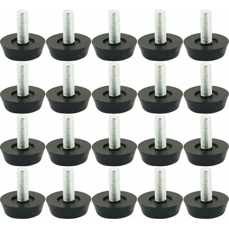20 Stück M6 x 20 mm verstellbare Möbelfüße, verstellbare Füße, Möbelbeine, Tischbeine, Stuhlgestelle, Bodenschoner, Schrauben, Gleiter
