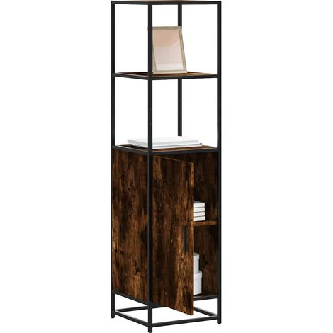 Highboard Räuchereiche 35,5x35x139 cm Holzwerkstoff Metall