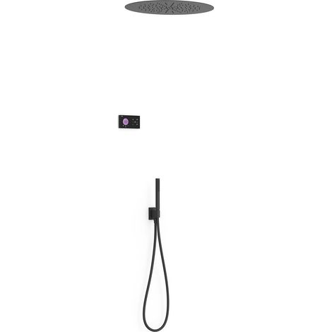 TRES 09288557NM SHOWER TECHNOLOGY Kit Grifo Termostático Electrónico Empotrado 2 Vías Shower Technology para Ducha Negro Mate - ref: 09288557NM