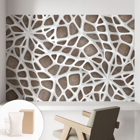 Papier peint intissé mural classique avec imprimé motifs décoratifs design élégant non‑tissé Réseau en dentelle 104x70 cm (1/5)