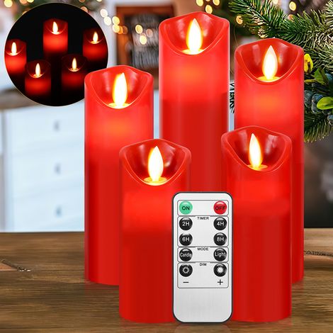 Randaco 5er Set LED Kerzen mit Fernbedienung Flammenlose Timer LED Kerze Outdoor Elektrische Kerze für Außen (1/5)