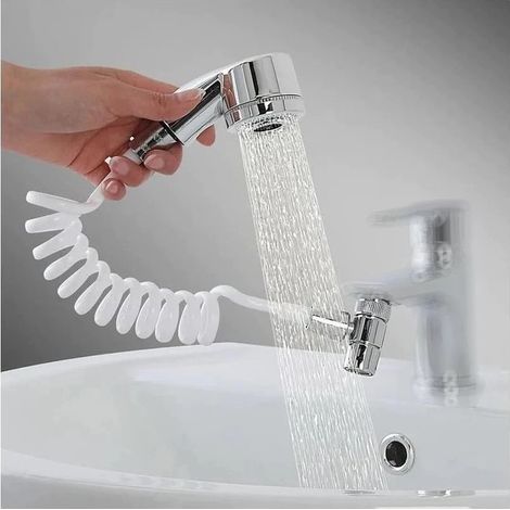 Cilvani Duschset für Waschbecken mit Wasserumsteller und 150 cm flexiblem Schlauch