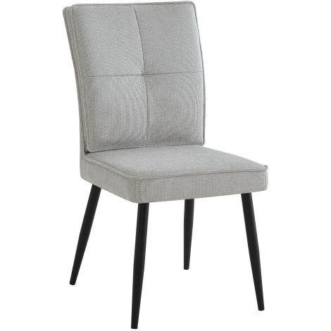 Lot de 2 chaises de salle à manger aux pieds métalliques, revêtues d'un tissu pied-de-poule à l'aspect velours — Idéales pour la cuisine, la salle à manger et le salon (Gris clair)