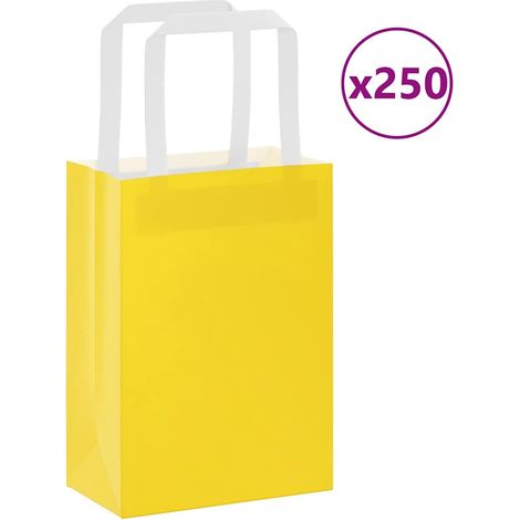 Papiertragetaschen 250 Stk. mit Henkeln Gelb 15x8x21 cm