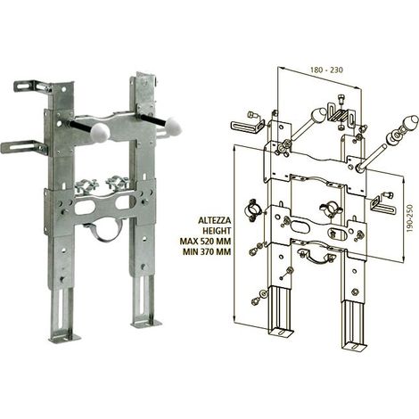 Supporto staffa premontata versione bidet per il solo fissaggio di bidet sospesi. Portata 400 Kg 01PREMB