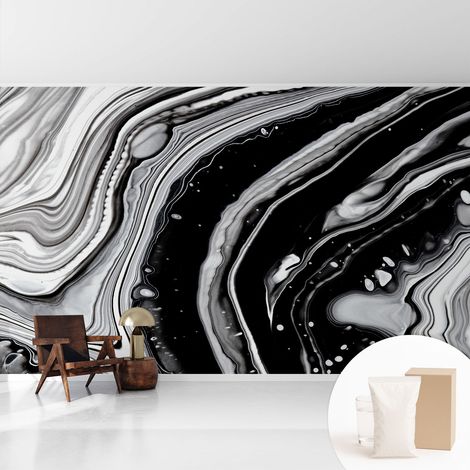 Tapete Vliestapete mit Kleber für Wohnzimmer Schlafzimmer Küche - Wanddekoration Monochrome Wellen 416x254 cm (1/5)