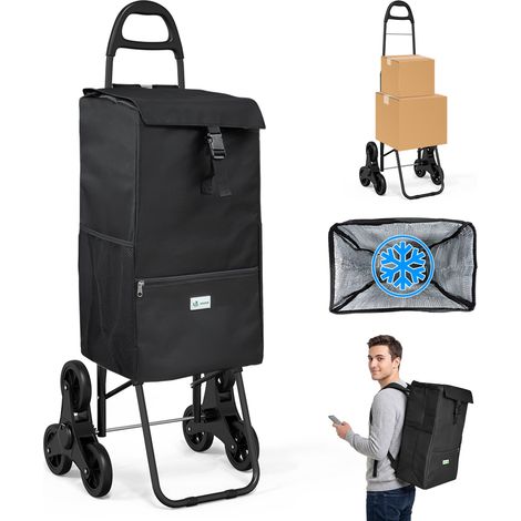 VOUNOT 6 Wheels Stair Climbing Shopping Trolley, with 35L Insulated Bag (1/5)