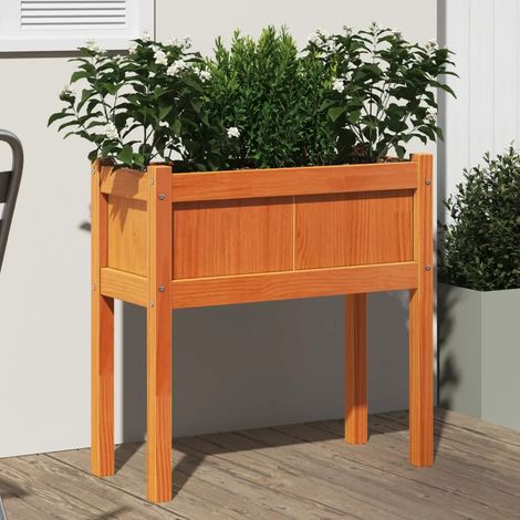 Blumenkästen und Füße Wachs Braun 70x31x70 cm aus massivem Kiefernholz