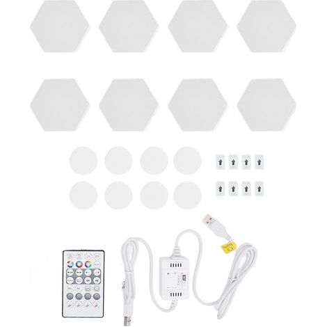 Kit d'appliques murales hexagonales LED RGB, 8 jeux, synchronisation musicale, télécommande vocale, WIFI, USB, pour soirées cinéma et jeux