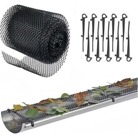 6m x 18cm Roll of Stable Gutter Protection with 10 Clips, Gutter Protection Kit for House, Carport