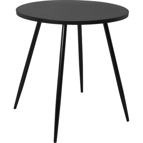 Table ronde, diamètre 80 cm, cuisine et petits espaces, piètement en métal, plateau en PP, Saly (noir) (1/5)