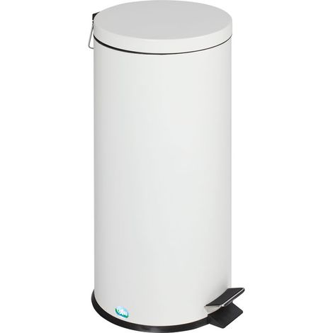 Poubelle a pédale 30l - Contenance : 30 L - Décor : Blanc - Diamètre : 290 mm - Hauteur : 640 mm - Matériau : Acier galvanisé - Poids : 4 kg - VAR