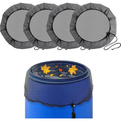 Filet pour Citerne De Pluie, 4 Pièces 95cm Housse pour Tonneau De Pluie avec Cordon De Serrage, Housse pour Tonneaux De Pluie Réglable, Filet De Baril De Pluie pour Poussière, Caduques, Moustique (1/5)
