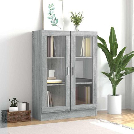 vidaXL Mobile Vetrina Grigio Sonoma 82,5x30,5x115 cm Legno