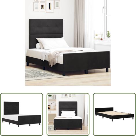 Samtbett - Boxspringbett mit Kopfteil Schwarz 120 x 190 cm Samt (1/5)