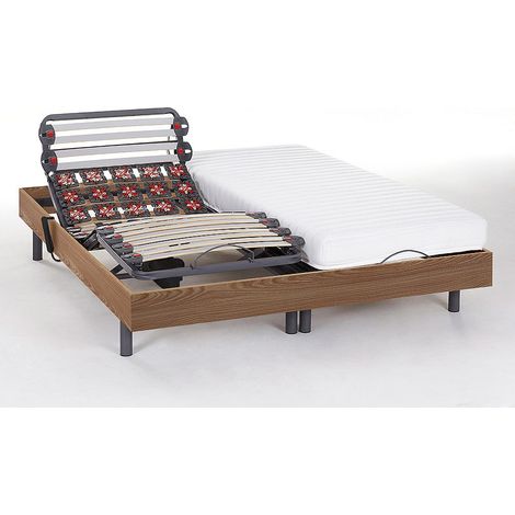 Set da relax, accoglienza lattice PANDORA II di DREAMEA - motori OKIN - quercia naturale - 2 x 80 x 200 cm