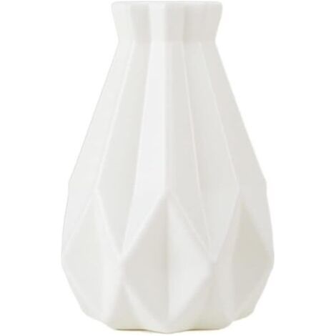 Vase à fleurs géométrique en céramique, vase simple et incassable pour la décoration intérieure (table de salon) - Blanc
