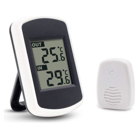 LCD Digital Thermomètre sans fil pour intérieur ou extérieur, mini capteur de température ambiante, petit précise testeur de météo dans la maison chambre et bureau, blanc, (1/5)