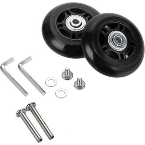Lot de 2 roulettes de rechange pour valises 70 x 24 mm – Caoutchouc et métal – Installation facile – Compatible meubles et fauteuils roulants