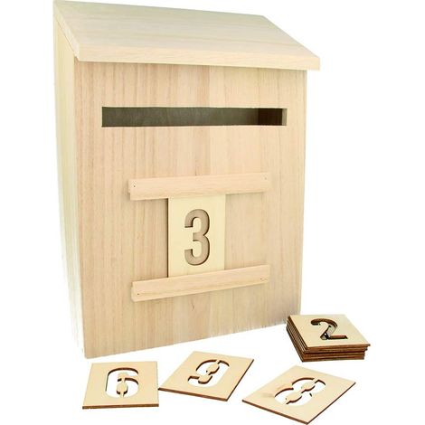 Artemio 14002293 Calendario dell' Avvento a Decorare Scatola alle Lettere Legno 20 x 9,5 x 28 cm