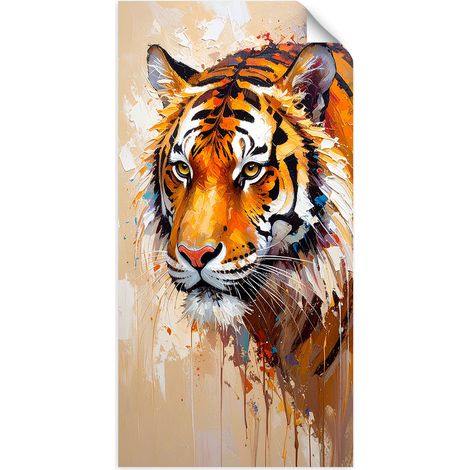 Selbstklebendes Poster – Wandsticker Tiger Tiere Afrika Ölfarbe 50x100 cm (1/3)