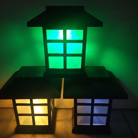Lámpara solar LED para exteriores, ideal para casas pequeñas, jardines, céspedes, alumbrado público y pequeños palacios. Iluminación colorida. (1/5)