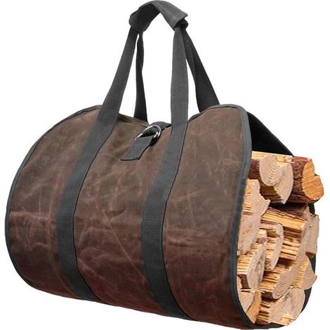 Sac de rangement pour bûches de feu Sac à bois de chauffage Sac de transport pliable pour bois de chauffage, sac fourre-tout imperméable et ciré pour cheminée, poêle à bois d'intérieur et (1/5)