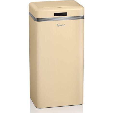 SWAN SWKA4500CNEU Cubo de Basura Cocina Automático, Sensor de Movimiento, 45L, Metálico, Papelera Reciclaje  Crema