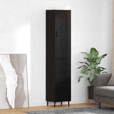 vidaXL  Highboard  Black Oak 34.5 x 34 x 180 cm Engineered Wood