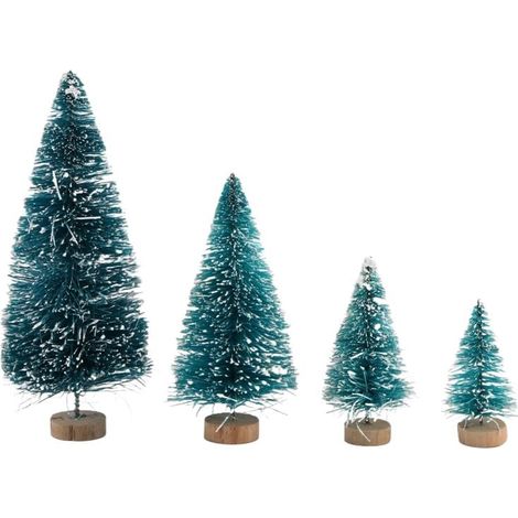 60 Mini Ornements de Table en Sisal Neige Givre avec Base Bois pour Décoration de Noël Hiver (1/4)