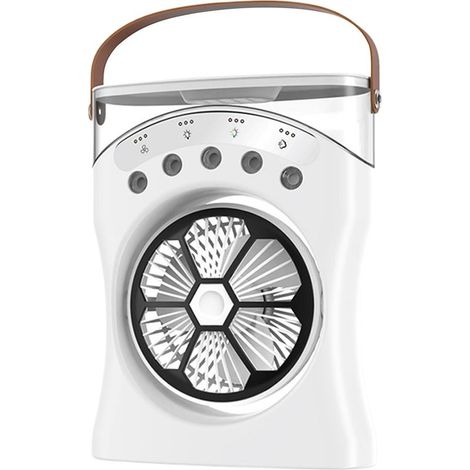 Tragbarer USB-Tischventilator mit Luftbefeuchter und Nachtlicht – Leiser Luftkühler – KZQ (1/5)