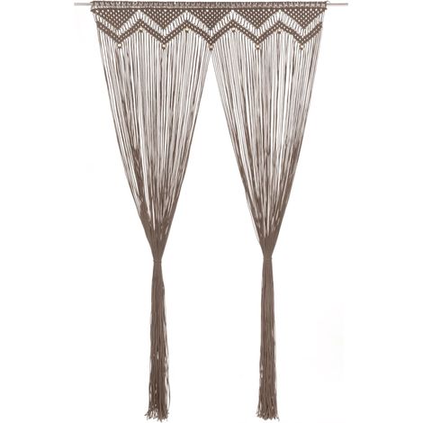 vidaXL Macrame Curtain Taupe 140x240 cm Cotton (1/5)