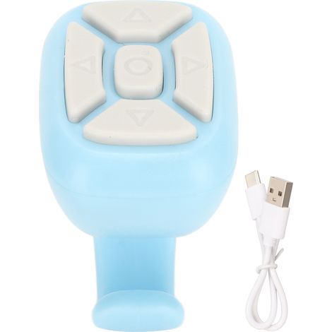Télécommande multifonction pour smartphone et tablette : contrôle de l'obturateur, changement de page, prise de vue, réglage du volume, pause/lecture - Bleu (1/5)